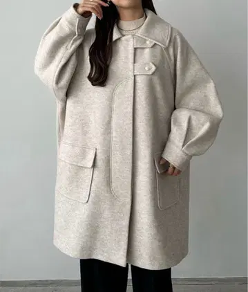 callautia 카라우티아 스텐 칼라 오버 미들 코트 아이보리
