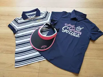 새상품급 Callaway 캘러웨이 피케 셔츠 골프웨어 2매 선바이저