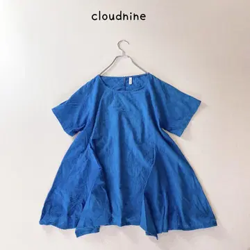 cloudnine 전체 자수 튜닉 블라우스 블루 계열