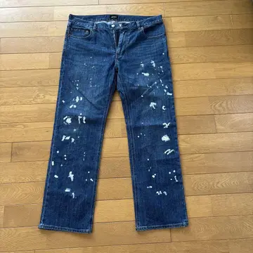 BEAMS XL 페인트 가공 데님 팬츠