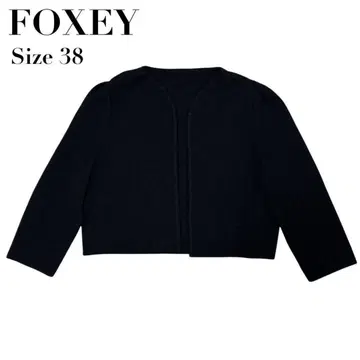 [새상품급] FOXEY 폭시 랩 가디건 캐시미어 실크 혼방 블랙 38