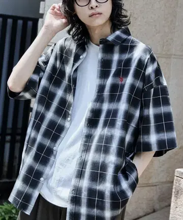 CPCM US.POLO.ASSN 옴브레 체크 반팔 셔츠 L