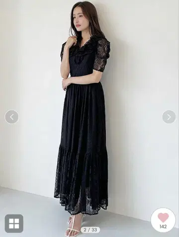 택 포함 미사용 새상품 스나이델 볼륨 프릴 레이스 원피스