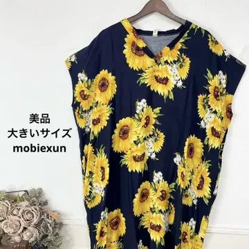 새상품급 빅 사이즈 mobiexun 해바라기 원피스