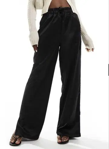 ASOS YAS 태국 허리 새틴 와이드 팬츠