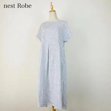 nestRobe 린넨 100% 린넨 스트라이프 원피스
