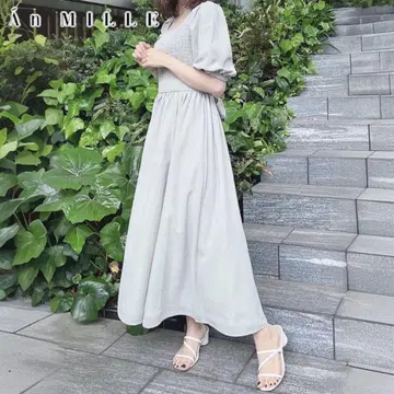 An MILLE 안미르 퍼프 슬리브 원피스 드레스 리본 A 라인