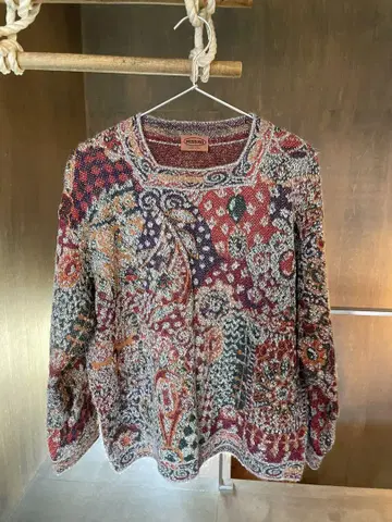 MISSONI 그레이 베이스 멀티컬러 긴팔 니트 스웨터