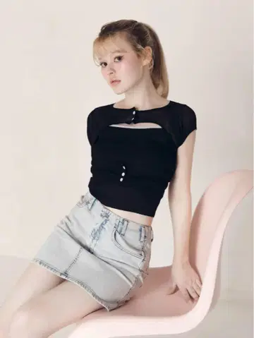 앤드마리 Elf button knit tops