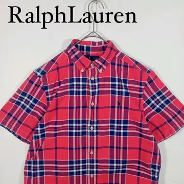 Ralph Lauren 반팔 체크 버튼다운 셔츠 여성용 XL