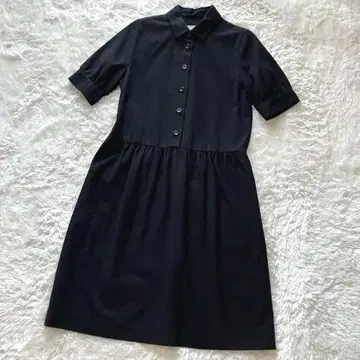 마가렛 호웰 코튼 울 개더 셔츠 원피스 블랙 1