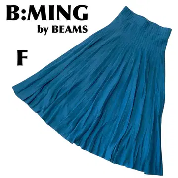 B:MING by BEAMS 터콰이즈 블루 플리츠 스커트 F 롱