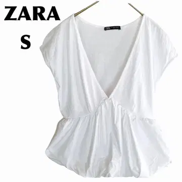 자라/ZARA [S] 셔츠/블라우스 민소매 V넥 밑단 절개 화이트