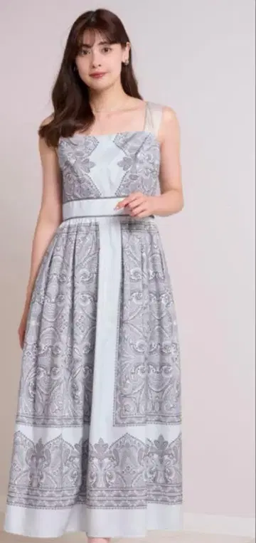 Marbella Panel Printed Dress misty sax