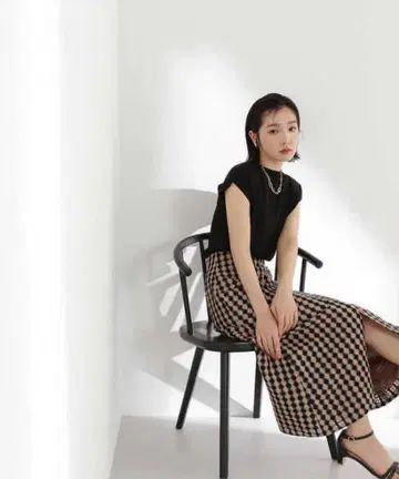 [새상품] naturalbeauty basic 아키하 깅엄 플레어 스커트