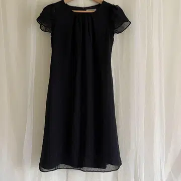RIFANNE 블랙 쉬폰 원피스 플레어 슬리브 M 상당 예쁜
