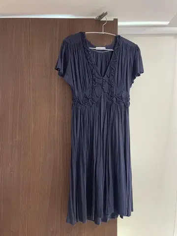 TSUMORI CHISATO 네이비 반팔 롱 원피스