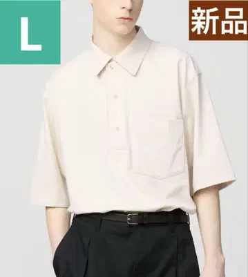 새상품 유니클로u 에어리즘 코튼 피케 셔츠 남성용 L 내추럴