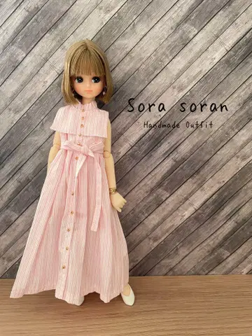 soran 핑크 스트라이프 원피스 단품 리카짱 퓨어니모