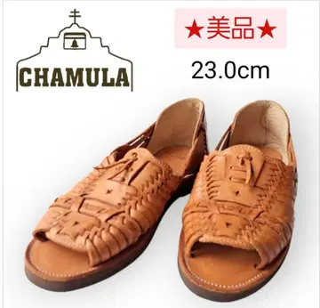 새상품급 CHAMULA 오픈토 샌들 브라운 23cm 멕시코