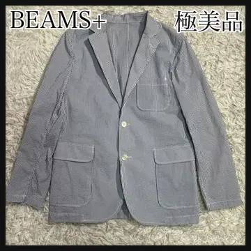 [컨디션 최상] BEAMS+ 스트라이프 테일러드 자켓 시어서커 세탁 가능