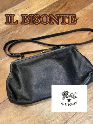 새상품급 일비종떼 ILBISONTE 숄더백 가마구치 가죽 블랙