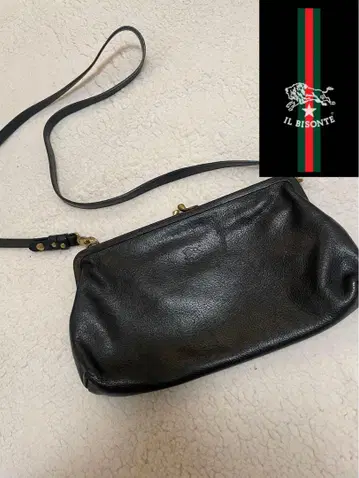 새상품급 일비종떼 가마구치 숄더백 블랙 천연 가죽
