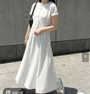 GeeRa 지라 앞뒤 2WAY 하프 지퍼 프렌치 소매 원피스 화이트