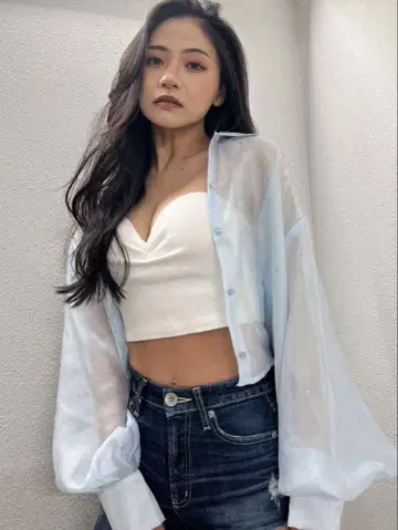 GYDA 시어 큐빅 숏 셔츠