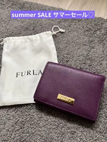 FURLA 미니 지갑 퍼플 골드 금장 장식
