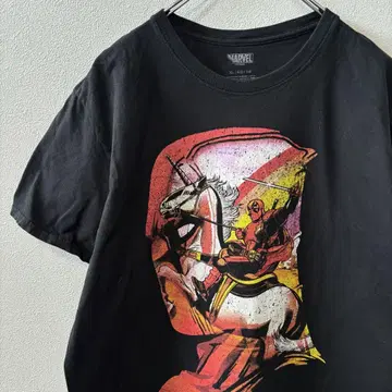 MARVEL 마블 데드풀 XL 블랙 빅 프린트 해외 구제 의류