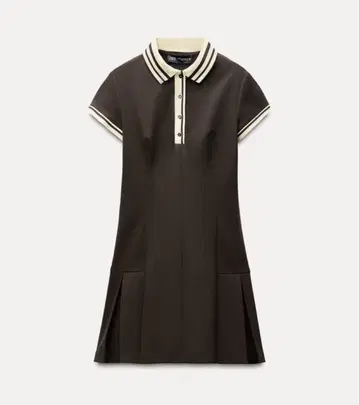 zara 콘트라스트 리브 플리츠 원피스