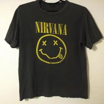 닐바나 NIRVANA 스마일 데미지 티셔츠 블랙 L