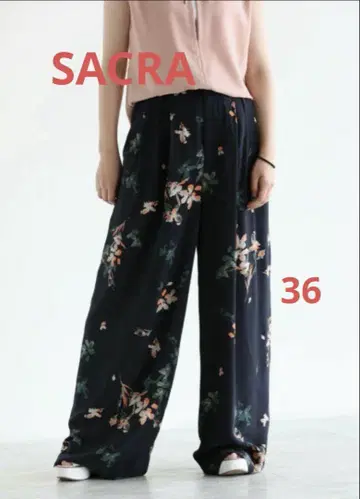 SACRA 가을 플라워 턱 와이드 팬츠 36