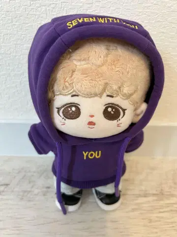 BTS 지민 JIMIN 봉제 인형 20cm 보라색 후디 의류 일체 포함