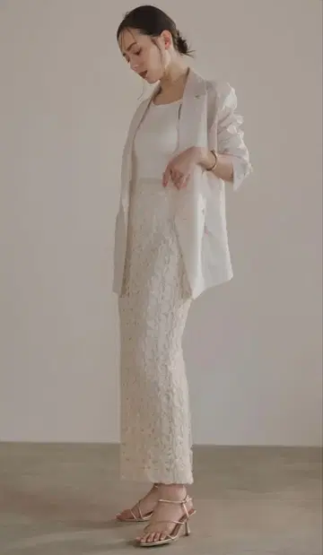 anuans 택 포함 새상품 리본 자수 스트레이트 스커트