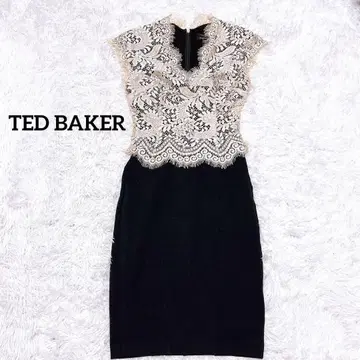 TED BAKER 레이스 2톤 타이트 드레스 V넥 슬리브리스
