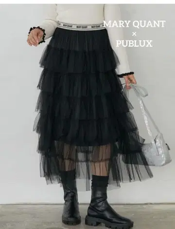 MARYQUANT x PUBLUX 허리 로고 튤 캉캉 스커트