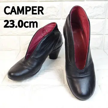 [새상품급] CAMPER V컷 숏부츠 블랙 가죽 23cm