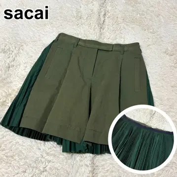 sacai 사카이 플리츠 절개 큐롯풍 팬츠 도킹 플리츠