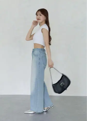 [ Yuna 기획 ] 하이웨스트 스트레이트 데님 팬츠 블루 M