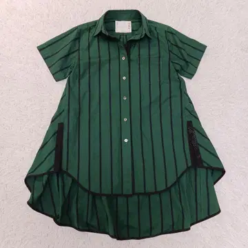 새상품급 sacai 코튼 반팔 셔츠 피쉬테일 그린 사이즈 1
