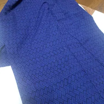 고급 다크 네이비 마름모 무늬 유카타 완성품