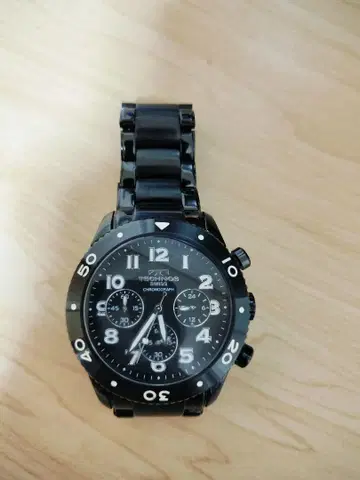 새상품급 TECHNOS 테크노스 손목시계 쿼츠 크로노그래프 블랙