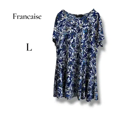Francaise 반팔 튜닉 L 사이즈 꽃무늬 여성용 엘레강트