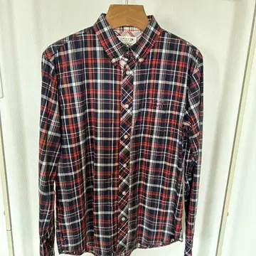 남성용 M 사이즈 TOMMY 체크 무늬 버튼 다운 셔츠