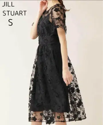 JILL STUART 홀 레이스 원피스 드레스 시어 튤 블랙