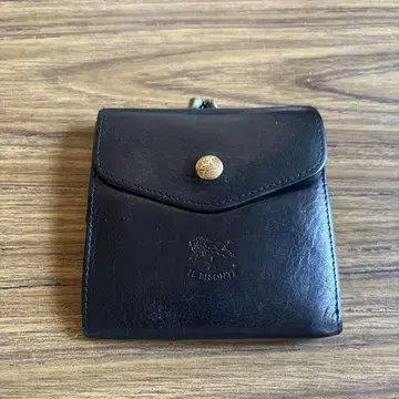 IL BISONTE 블랙 가죽 접이식 지갑