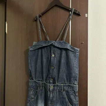 데님 오버롤 와이드 레그 2way