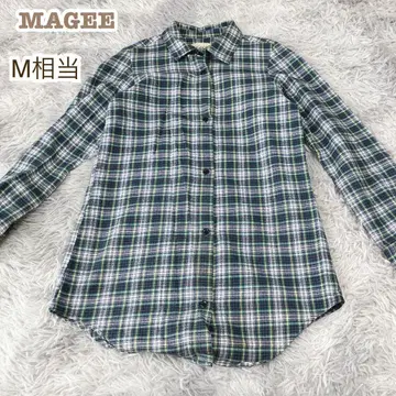 MAGEE [M] 긴팔 버튼 셔츠 플란넬 타탄 체크 코튼 겉옷